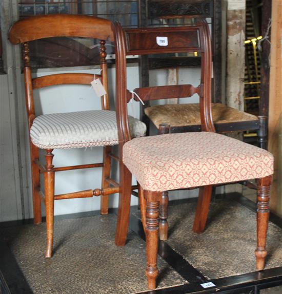 Regency mahogany bar-back dining chair and two other standard chairs(-)